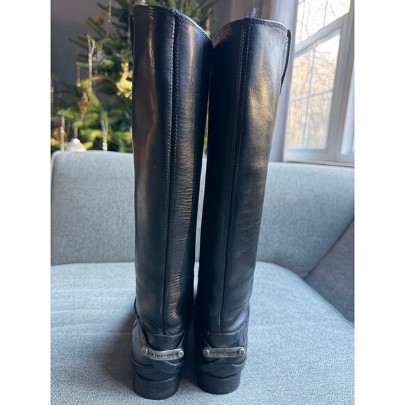 Frye Lindsay Vintage Plate Leather Knee-High Riding Boot Black Sz 7.5 - Picture 8 of 13